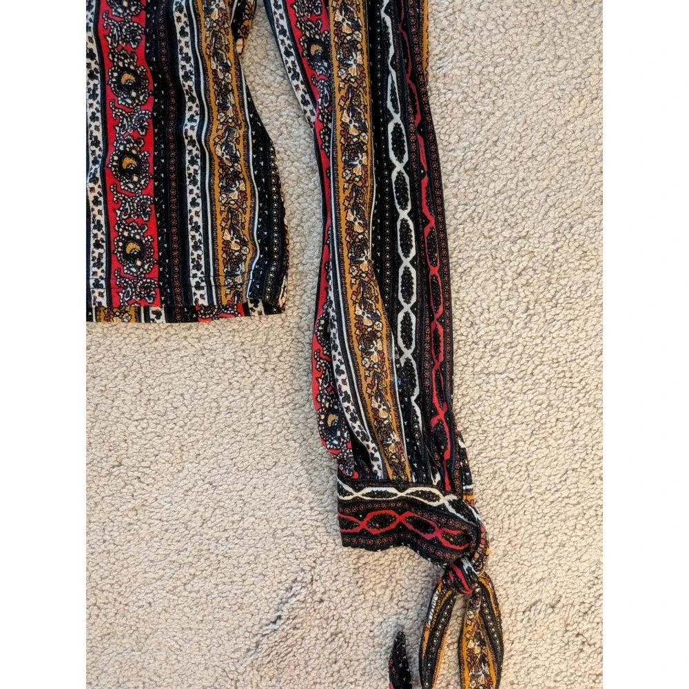 Free People Boho Paisley High Mock Neck Long Sleeve Top Medium